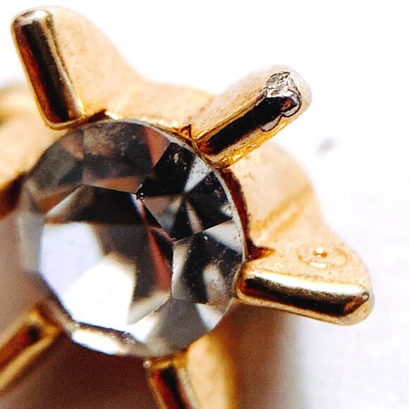 VTG Monogram Brooch Script Letter S Mid Century Jewelry Gold Tone Rhinestone Pin - Picture 9 of 10